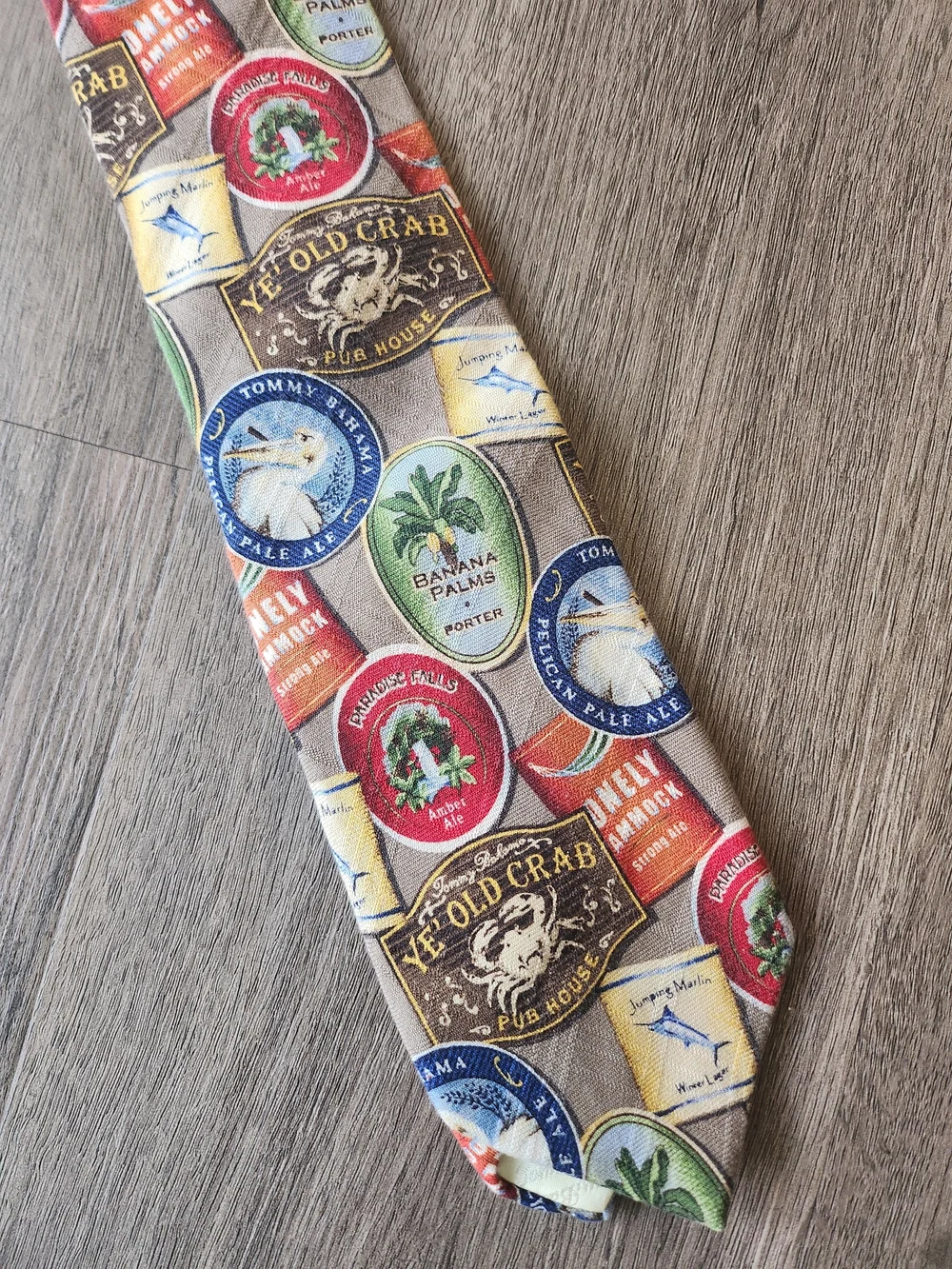 Tommy Bahama Novelty Label Print Silk Tie Multi Color